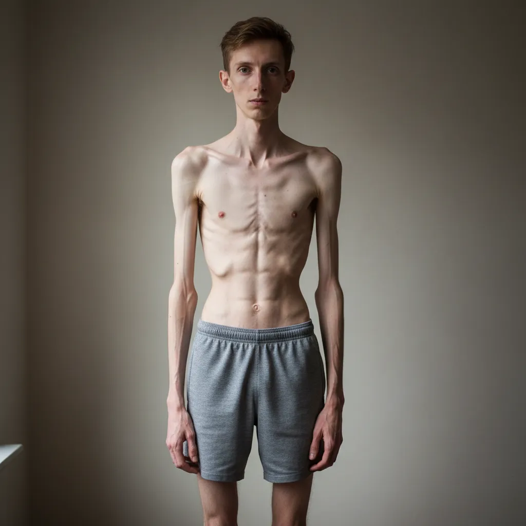 Skinny male body before lean muscle transformation