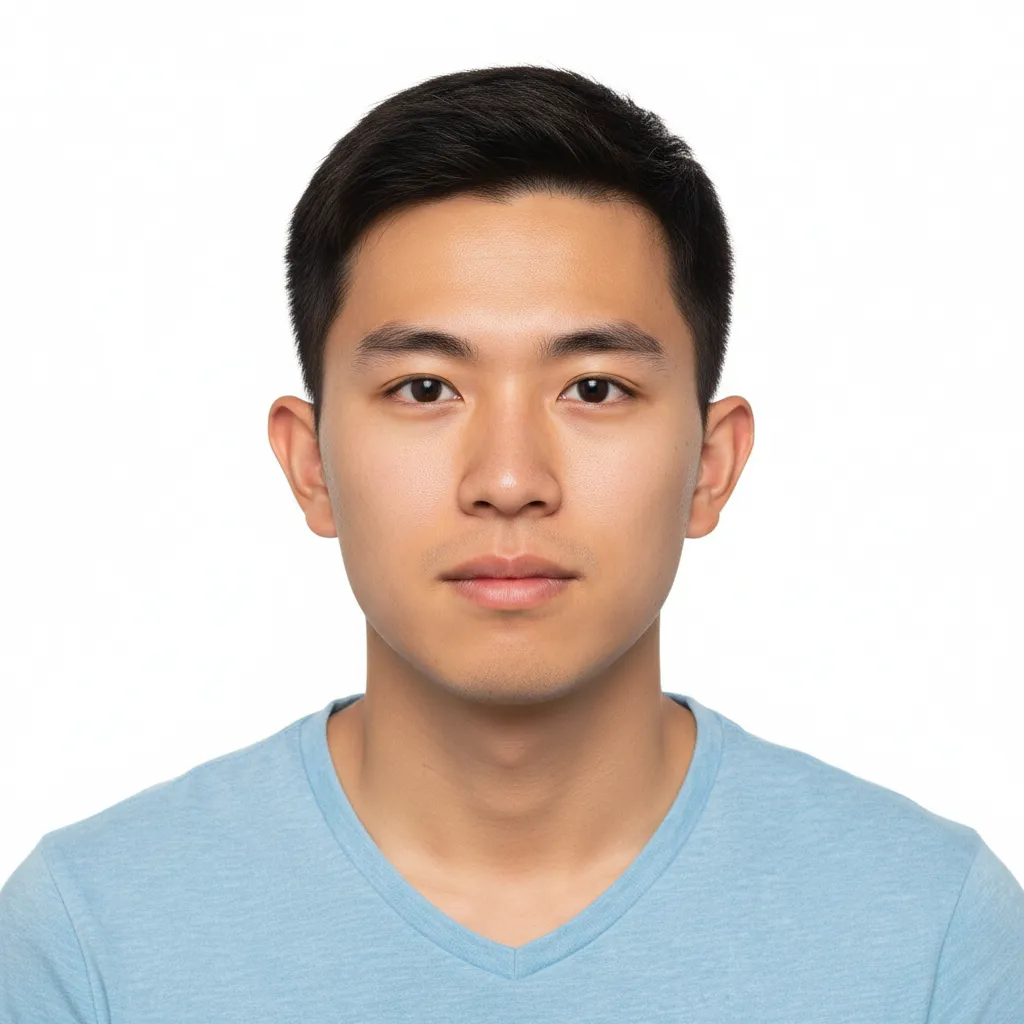 Professional passport photo generated by AI