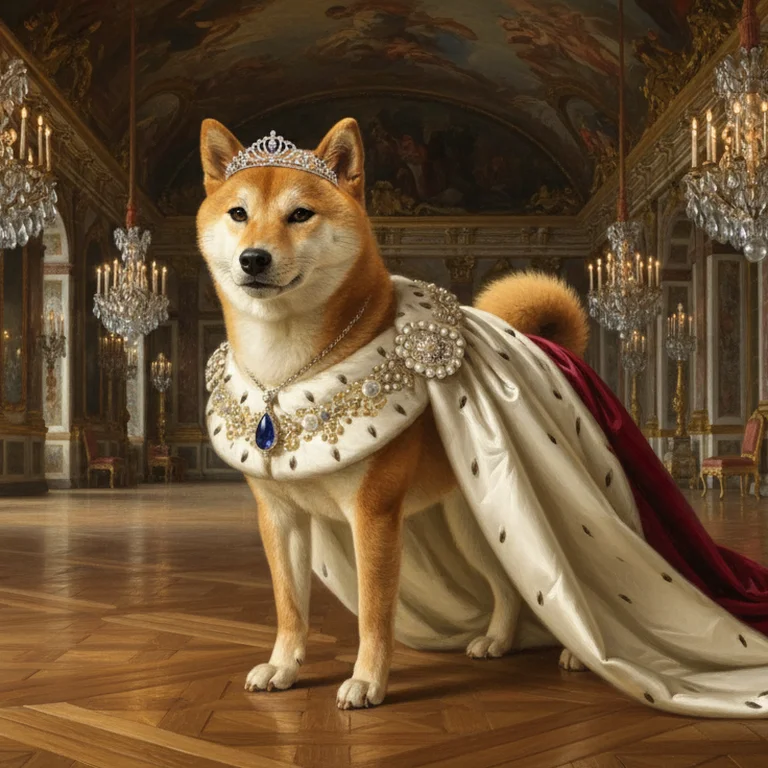 女王姿のペット — AIペットキャラクター写真