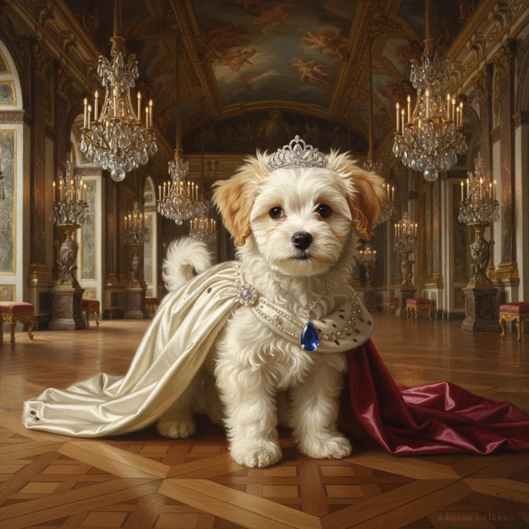 Pet dressed as queen — perfect AI-generated gift